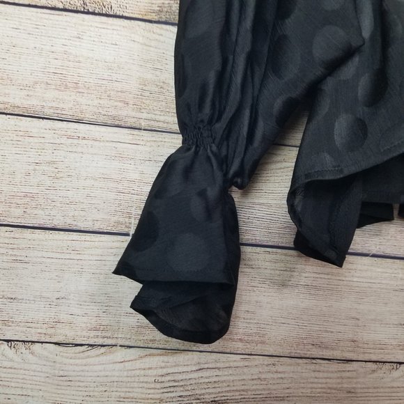 BB DAKOTA Dream Jacquard Dot Chiffon Black Blouse Size Small - Picture 13 of 14